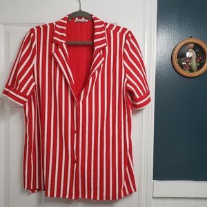 Zara Red and White Button Up